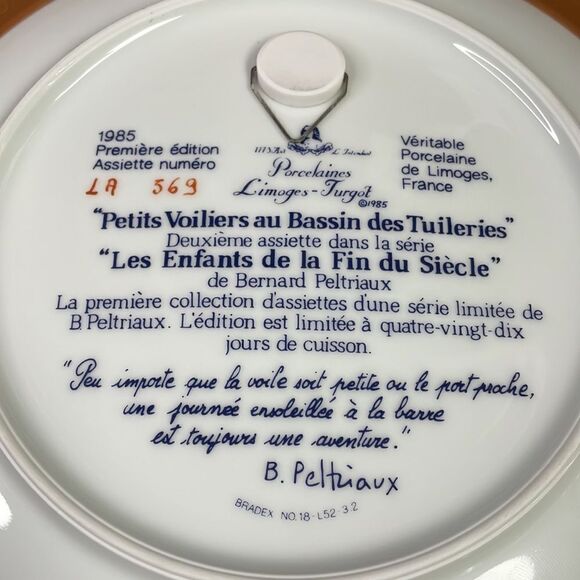 Limoges Setting Sail at the Tuileries B.Peltriaux collectors plate 1986 - Picture 5 of 5